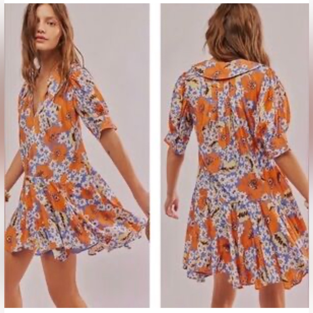 Free People NWT Sugar Crush Contrasting SLIP Drop Waist Vneck BABYDOLL DRESS